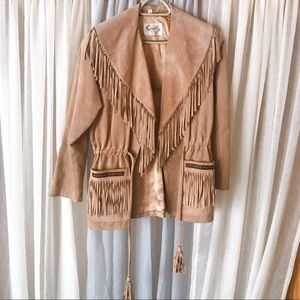 Scully leather fringe western jacket
